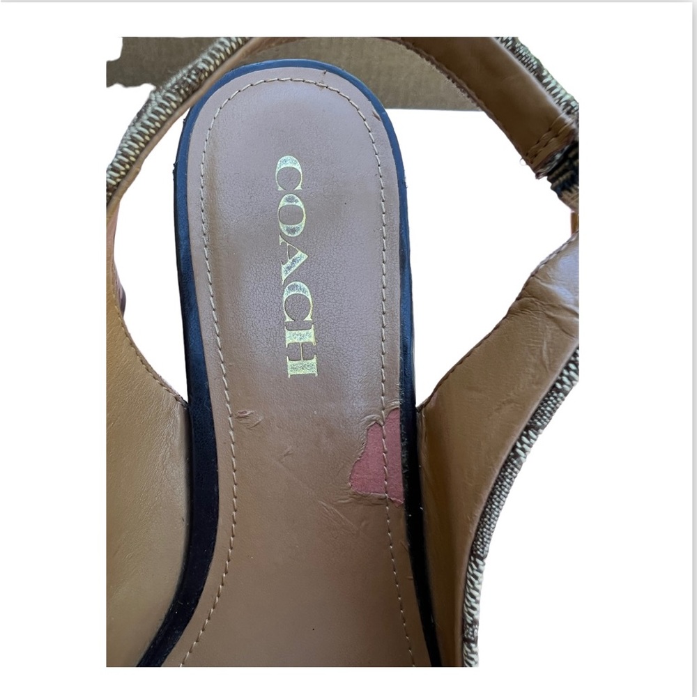 LADIES BROWN COACH SLINGBACK PLATFORM WEDGES SIZE 9B - Picture 4 of 7